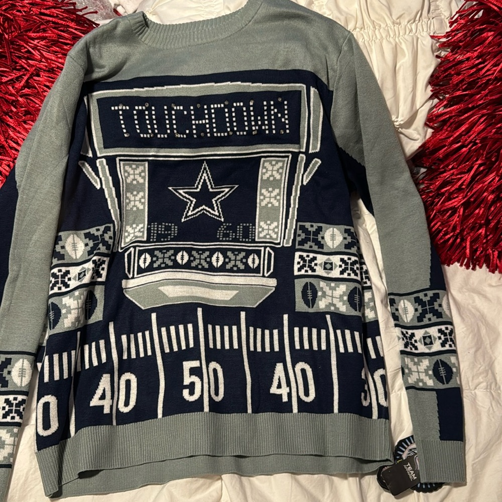 Dallas cowboy Christmas sweater with led  lights